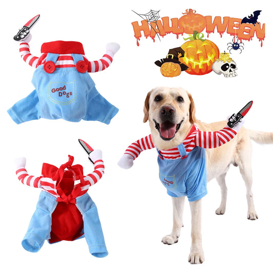 Funny Adjustable Pet Costume – Blue Halloween Outfit for Small & Large Dogs, XS–XL