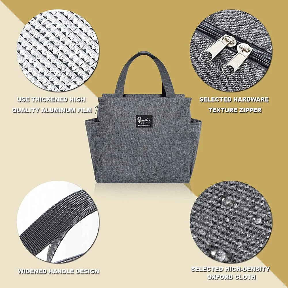 Insulated Lunch Bag  Cooler Lunch Box Portable Insulated Canvas Bento Pack Thermal Food Picnic Rice Bag For Women Kids
