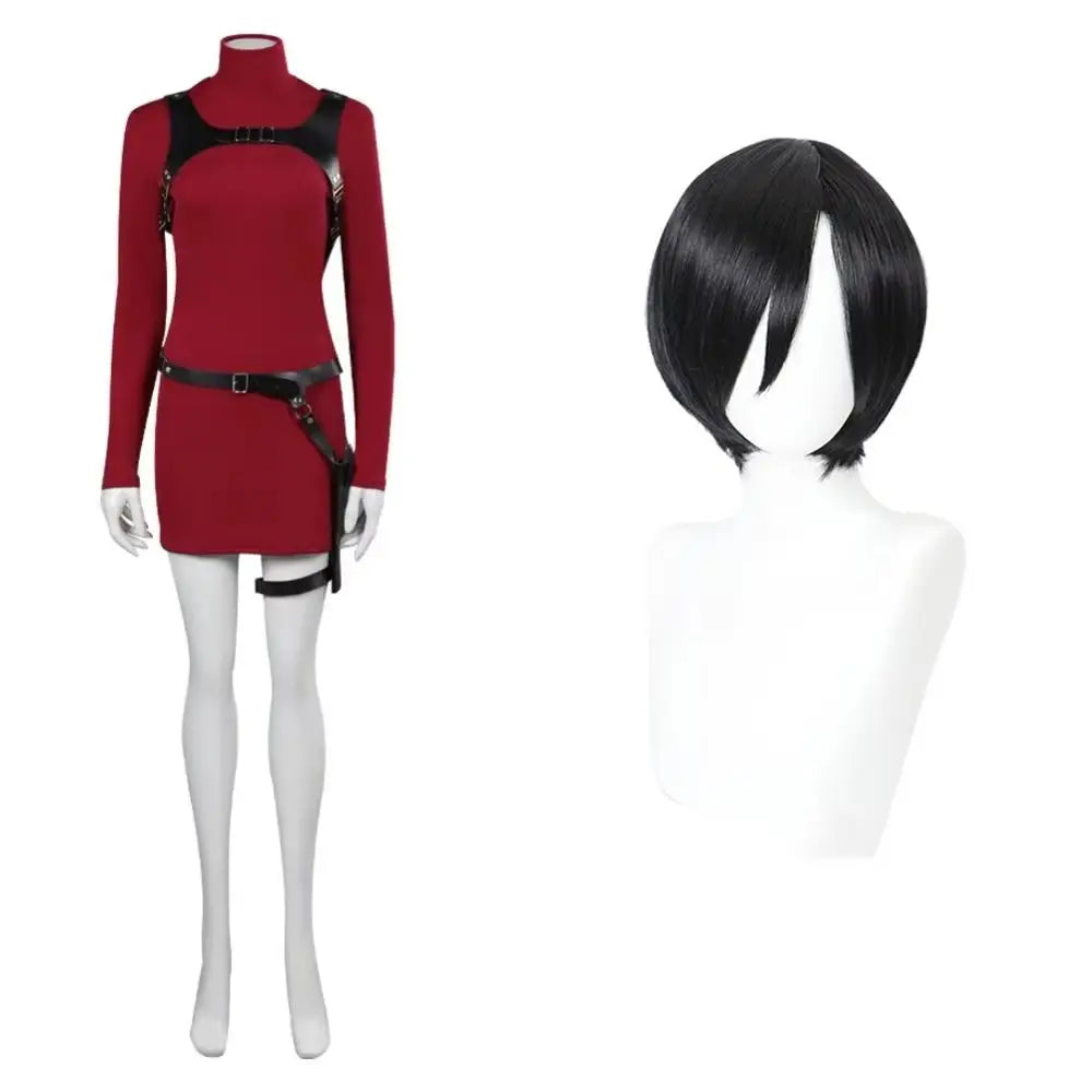 Female Ada Cosplay Wong Costume Dress Belt Wig Roleplay Outfits Fantasia Halloween Carnival Disguise Suit For Adult Women
