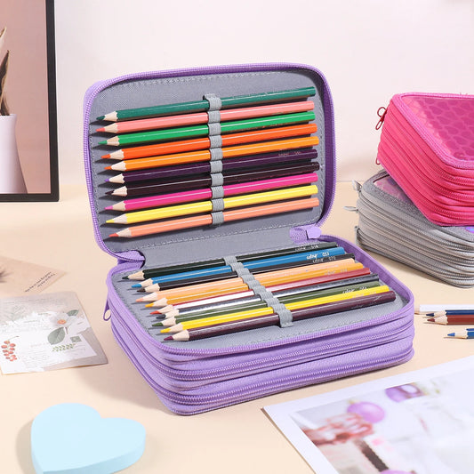 Heart Design Pencil Case – 2, 3 or 4 Tier Storage Pouch for School & Art