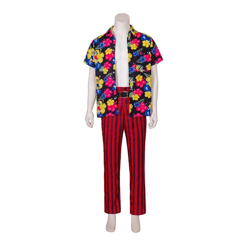 Ace Ventura Cosplay Pet Detective Costume Mens Shirt Pants Belt Hawaiian Vacation Full Set Halloween Carnival Outfit
