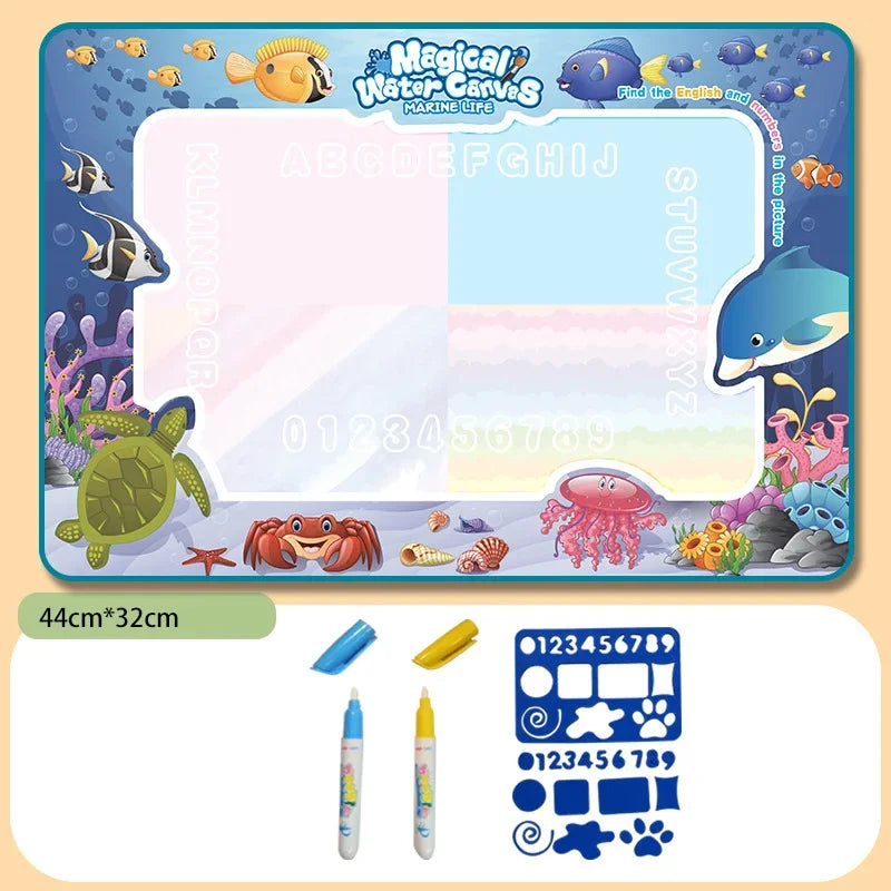 Magic Water Drawing Mat Reusable Doodle Painting Board with Pens Montessori Educational Toys for Kids Halloween Christmas Gift