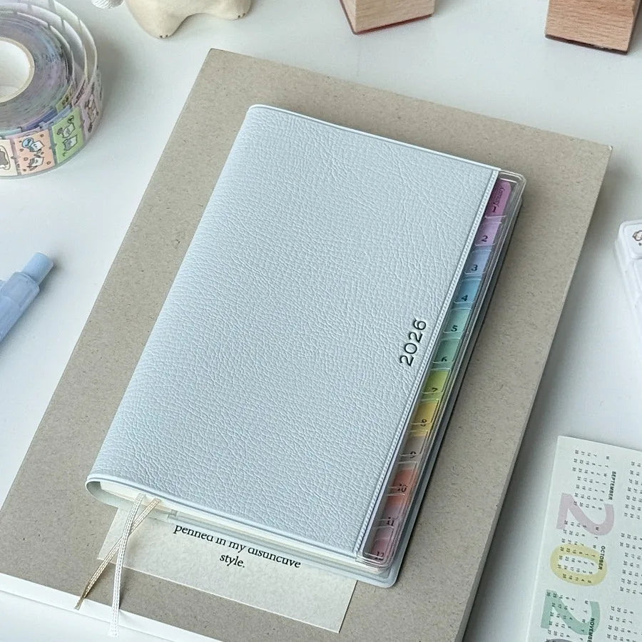 Calendar Notebook Diary 2026 Planner with Rainbow Index Cortical Schedule Handbook High Value Monthly Weekly Plan Work Notes