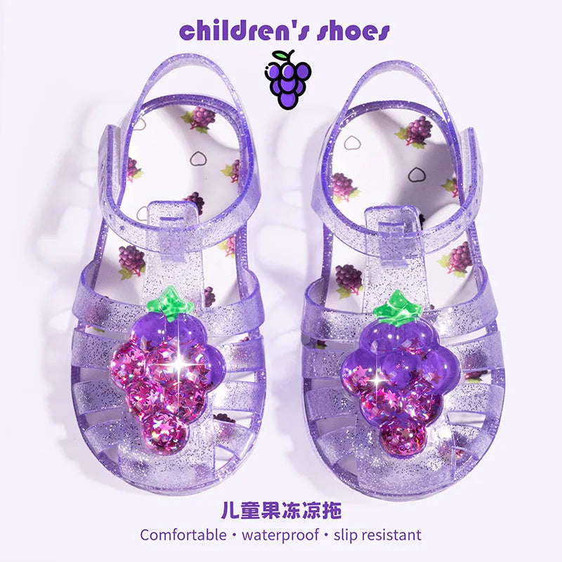 New Summer Kids Cute Cartoon Sweet Jelly Sandals Children Original Fruit Clogs Shoes for Toddler Non Slip Soft Sole Sandalsl