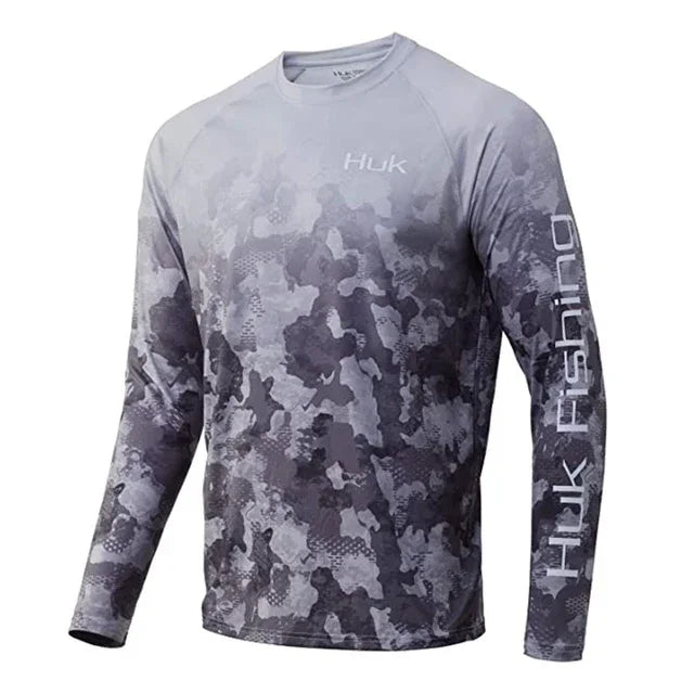 HUK Fishing Shirt Long Sleeve Uv Protection Man Outdoor Summer Fishing Clothing Performance Jersey Men's Fishing Apparel UPF 50+