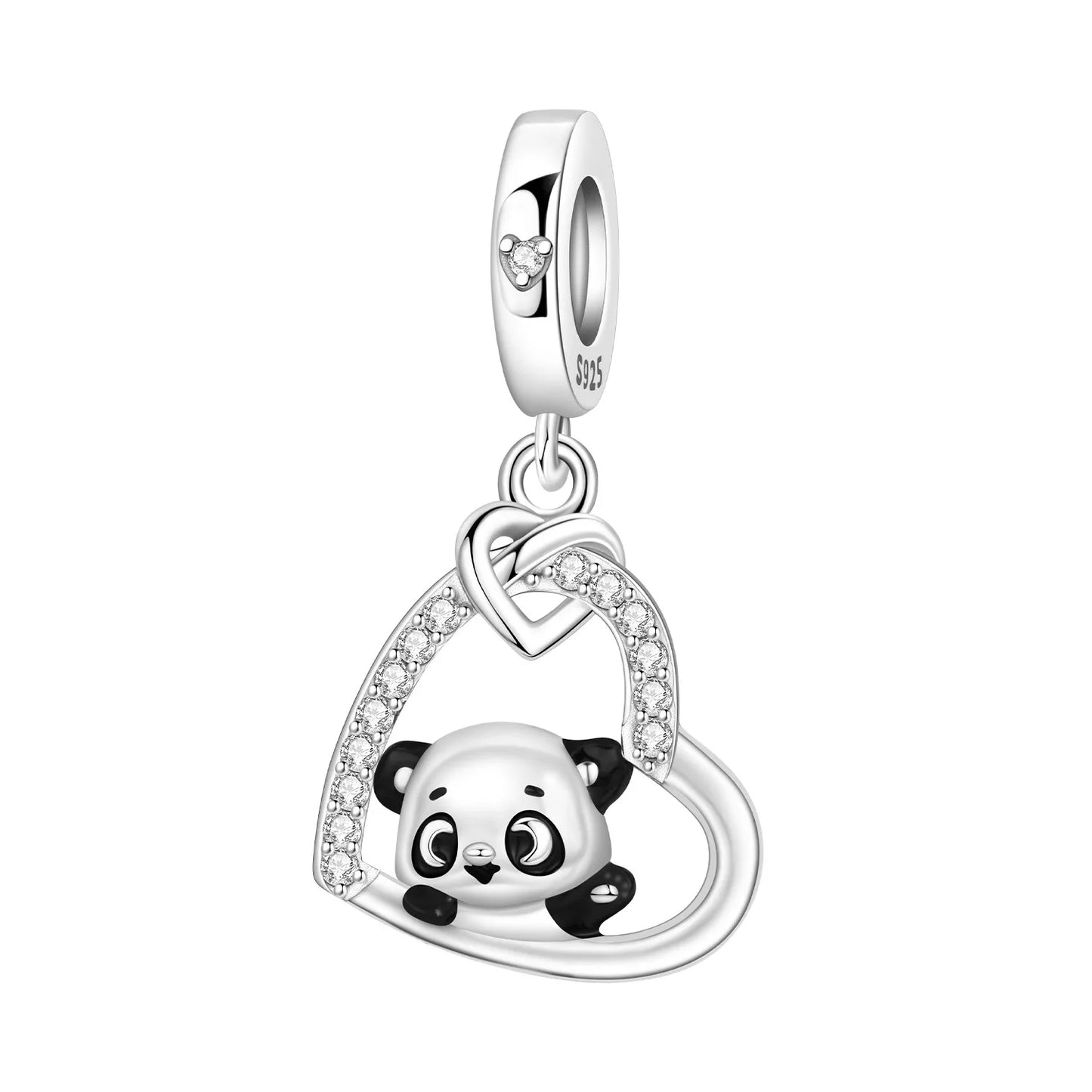 MISEFF Original S925 Sterling Silver Charm Adorable Animal Cute Panda Bead Pendant Charm Fit Bracelet DIY Jewelry Making Gifts