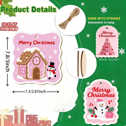 Christmas Labels 30 Pieces Ornaments Wood Tags With String And Holes For Holiday Crafting Birthday Halloween Party Favors