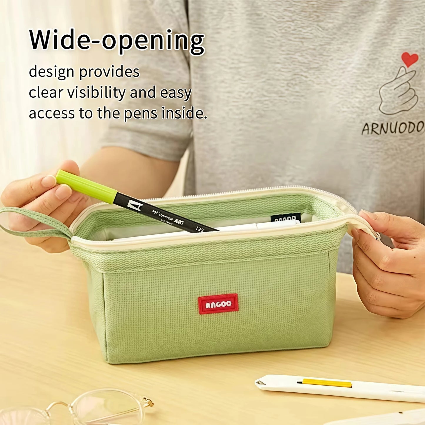 Large Capacity Pencil Case With Pen Holder Label Minimalist Student Stationery Storage Creative Stationery Storage Bag
