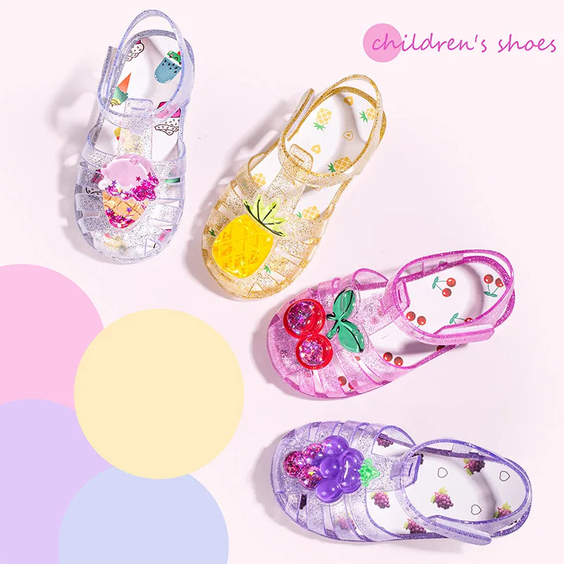 New Summer Kids Cute Cartoon Sweet Jelly Sandals Children Original Fruit Clogs Shoes for Toddler Non Slip Soft Sole Sandalsl