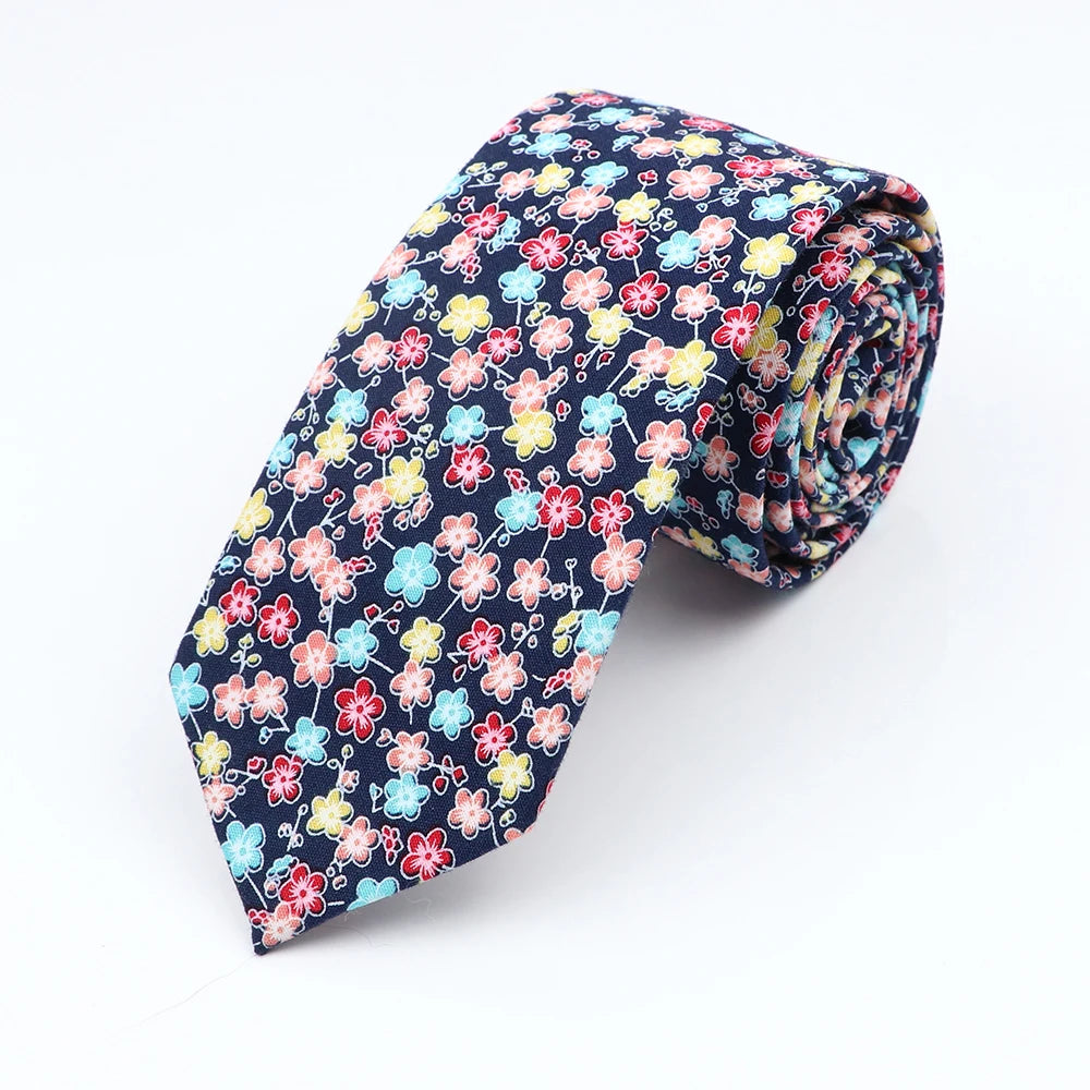 New Floral Elegant Tie For Men Women 100% Cotton Beautiful Flower Paisley Necktie Narrow Skinny Cravat Wedding Casual Corbatas