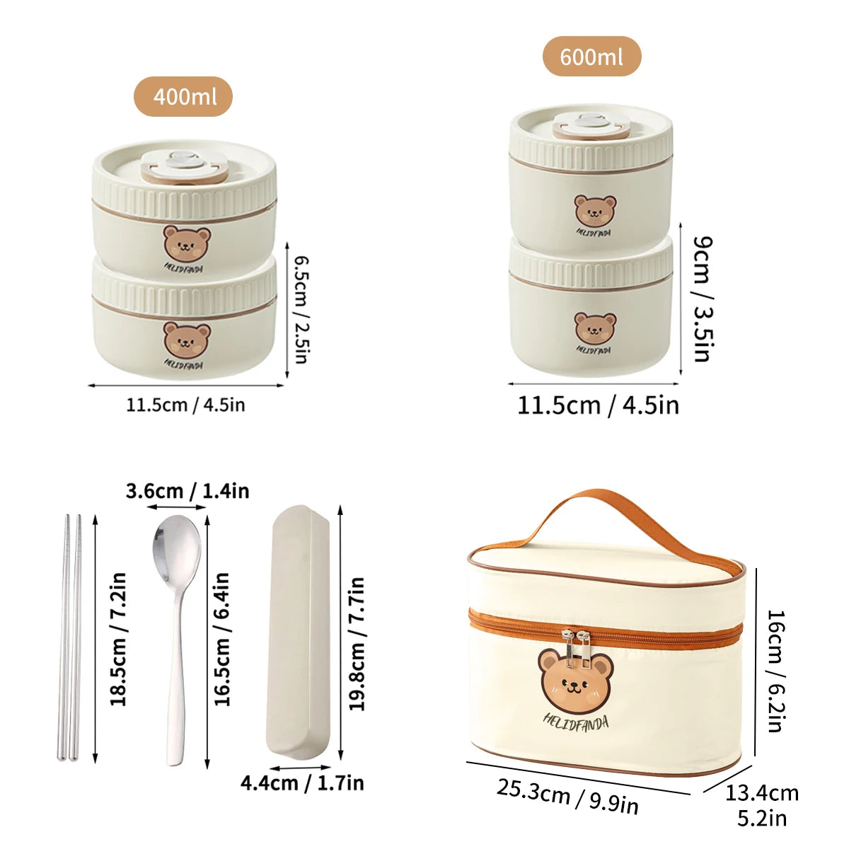 WORTHBUY Portable Insulated Lunch Box 304 Stainless Steel Fruit Salad Food Container Leak-proof Bento Box Microwave Heatable