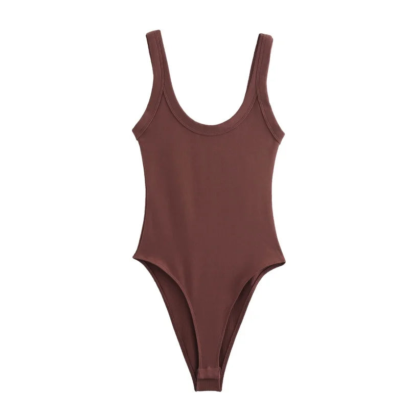Women’s Summer Essential Simple Style Multi Color Knitted Bodysuit Daily Wear Sexy Fashion Trendy Outfit