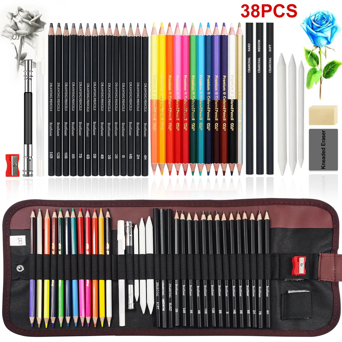 29-70 pcs Drawing Set Sketching Kit - Art Supplies,for Adults Artists with 3-Color Sketchbook,Graphite,Pastel,Charcoal Pencils
