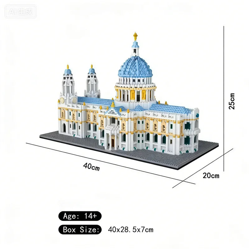 Micro Particle St. Paul's Cathedral Building Kit, Realistic Architectural Model Buildable Set, Educational STEM Toy & Creative S