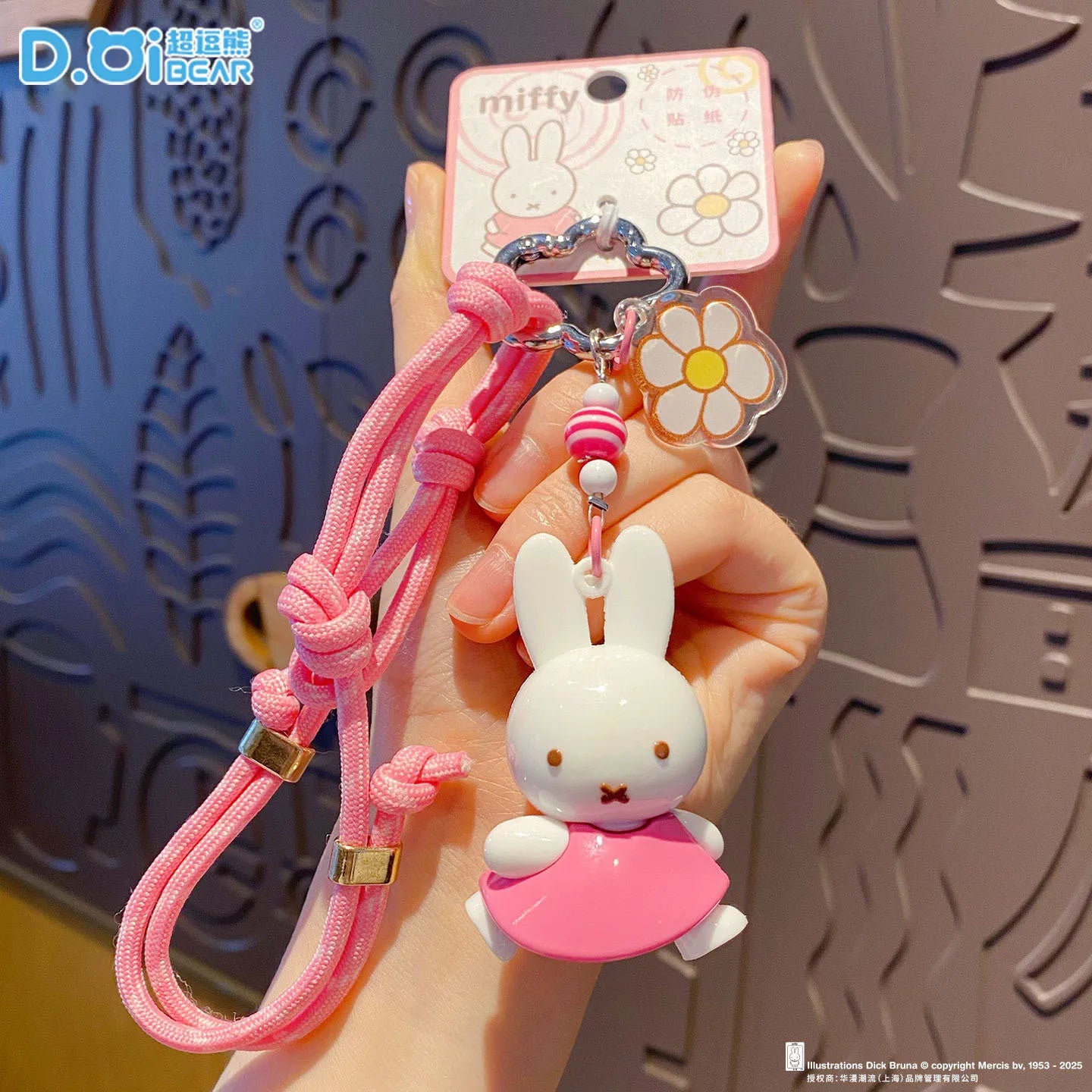 Kawaii Anime Miffy Rabbit Keychain Doll  Cutegirlish Cartoon Creative Diy Keychain Schoolbag  Gift