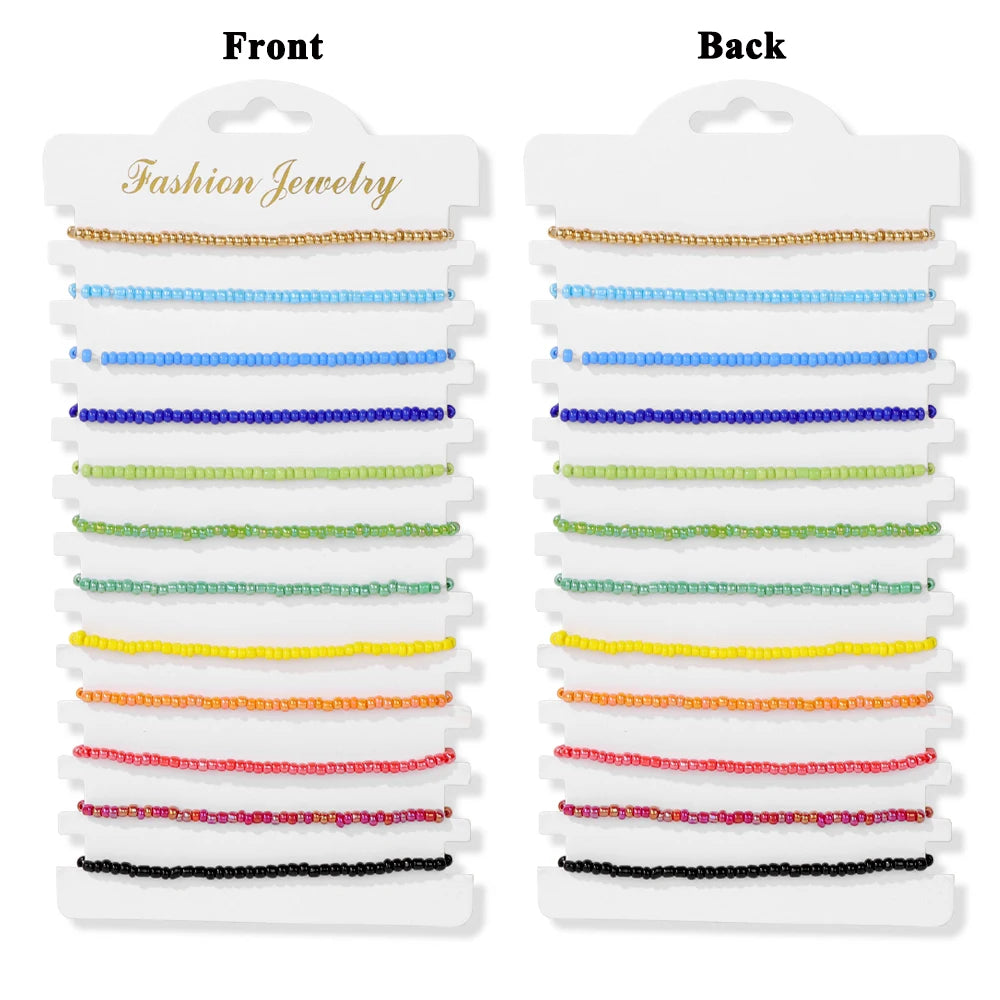 Wholesale 12pcs/set Bohemia Bracelet Set Colorful Natural Stone Crystal Seed Beads Evil Eye Braided Bracelets For Women Men