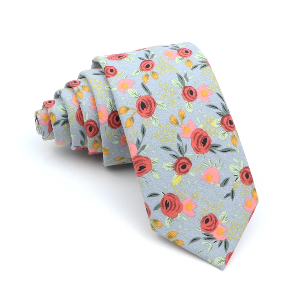 New Floral Elegant Tie For Men Women 100% Cotton Beautiful Flower Paisley Necktie Narrow Skinny Cravat Wedding Casual Corbatas