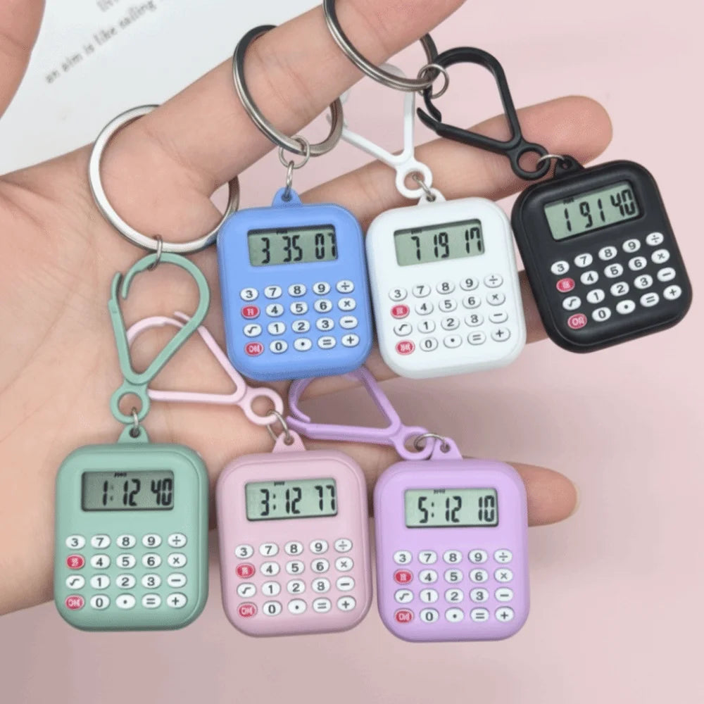 Multifunctional Mini Calculator 8 Digits Display Silent Button Electronic Calculator Lightweight Portable Keychain Calculator