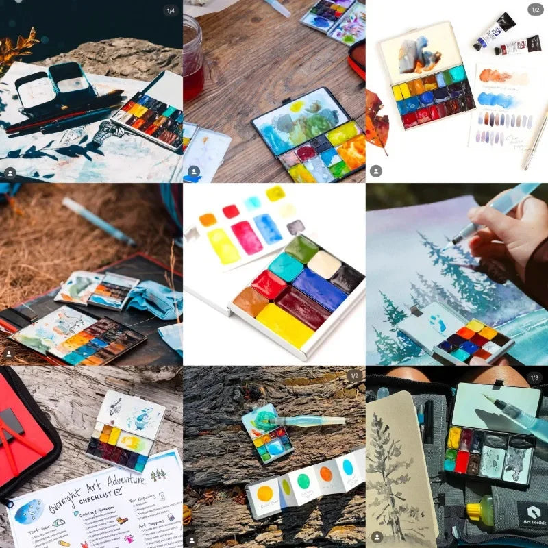 Empty TN Magnetic Watercolor Palette Pigment Packing Box Portable Travel Paint Tray Color Palette Beginner Art Supplies