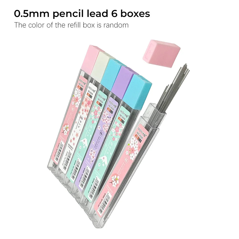 Cute Pastel Mechanical Pencil Set, 0.5mm & 0.7mm Dual Sizes for Precise Writing, Art Drawing Sketching Girls’ School Supplies
