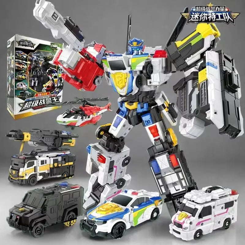 MiniForce 5 In 1 Super Cops JUSTICE TITAN 5-Vehicle Combine Transformation Robot Model Mini Force Deformation Action Figure Toys