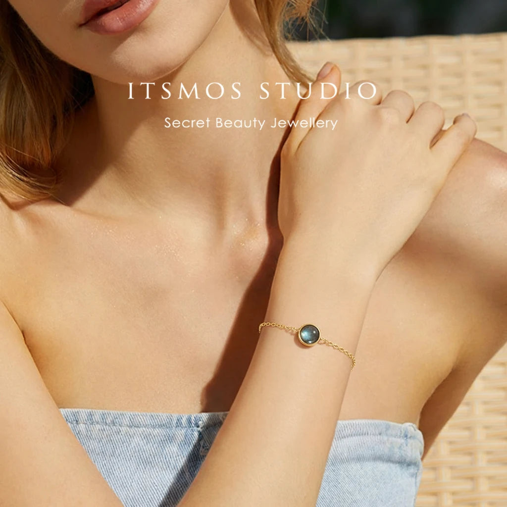 ITSMOS Natural Labradorite Bracelet Crystal 14K Gold Filled Spiritual Healing Elegant Gemstone Bracelet Jewelry Pulseras Mujer