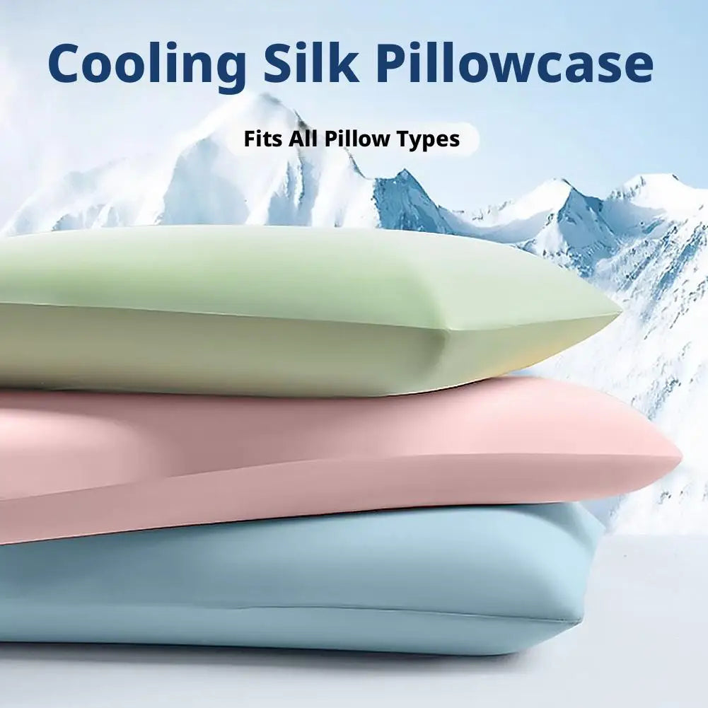 Skin‑Friendly Cooling Pillowcase Adjustable Drawstring Non‑Slip Design Breathable Moisture‑Wicking Pillow Cover for Summer Sleep
