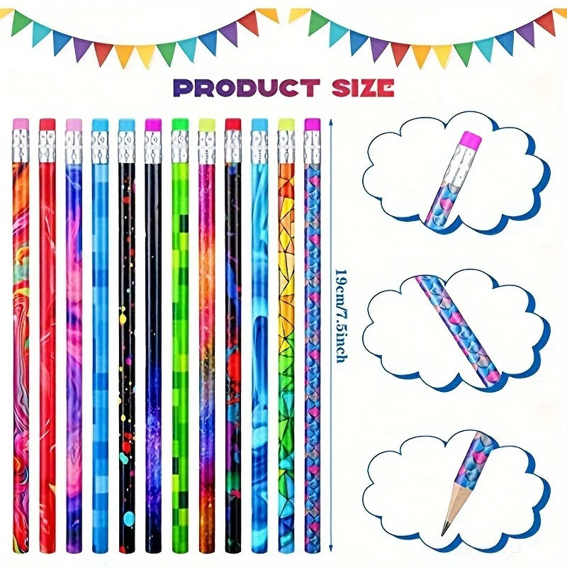 30/60pcs Wooden Pencils with Erasers: Sketching Pencils for Students, Combination Pencils for Writing, School Supplies, Statione