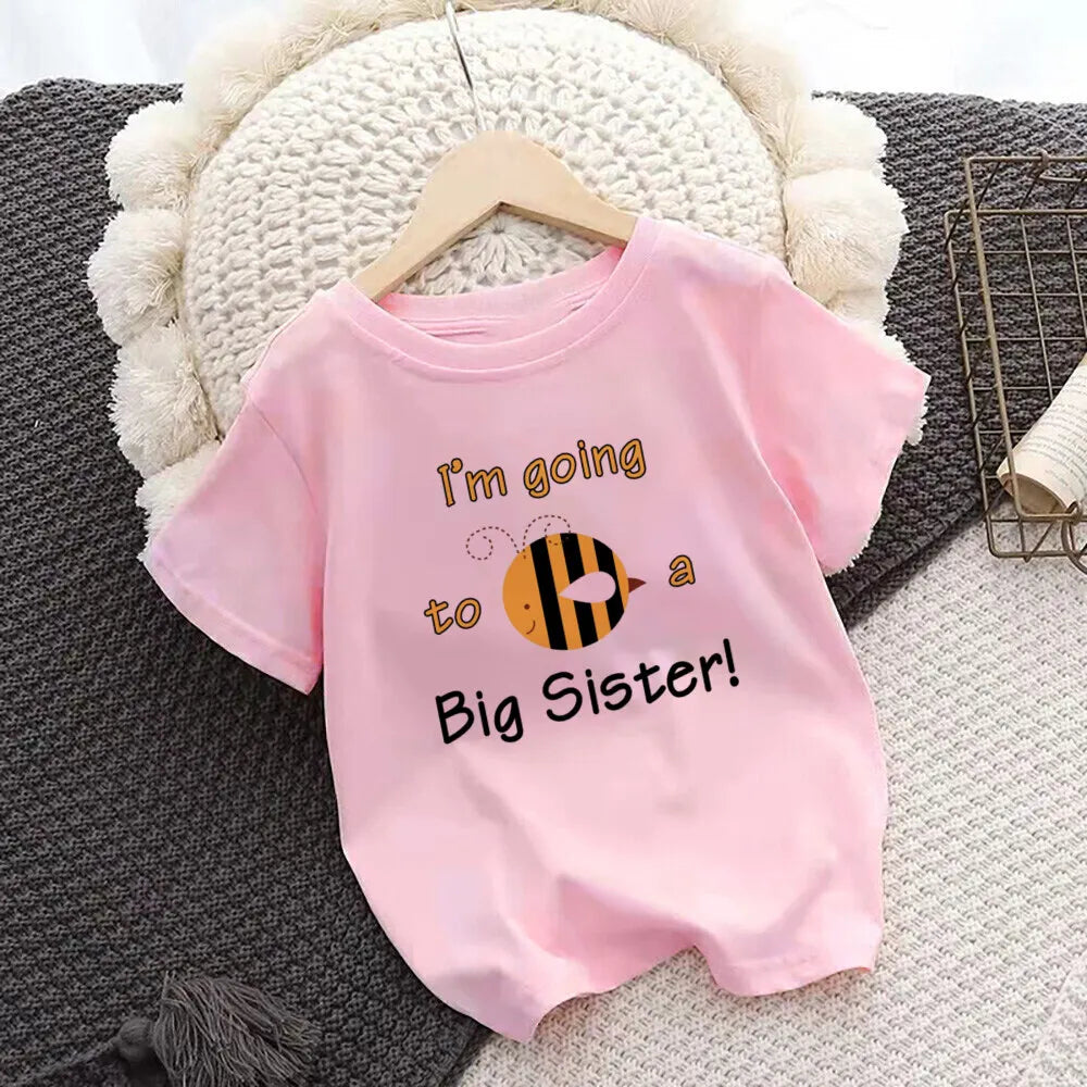 Promoted To Big Sister Kids T-Shirt Childrens T Shirt Baby Announcement Top Toddler Tshirt Summer Clothes Girls Short Sleeve Tee