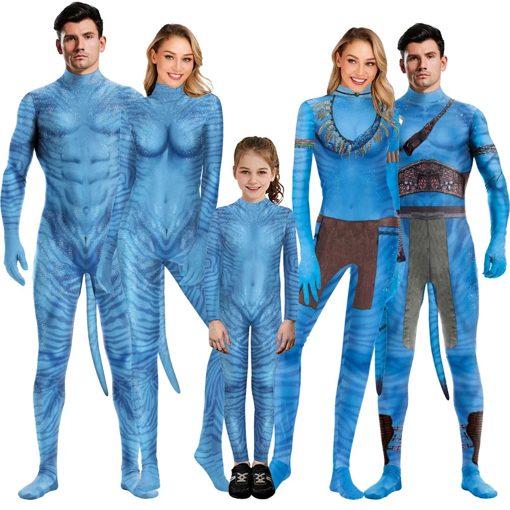 [You're My Secret] Avatar Cosplay Costume Carnival Movie Themed 3D Digital Print Elastic Zentai Pet Suit Purim Catsuit Bodysuits