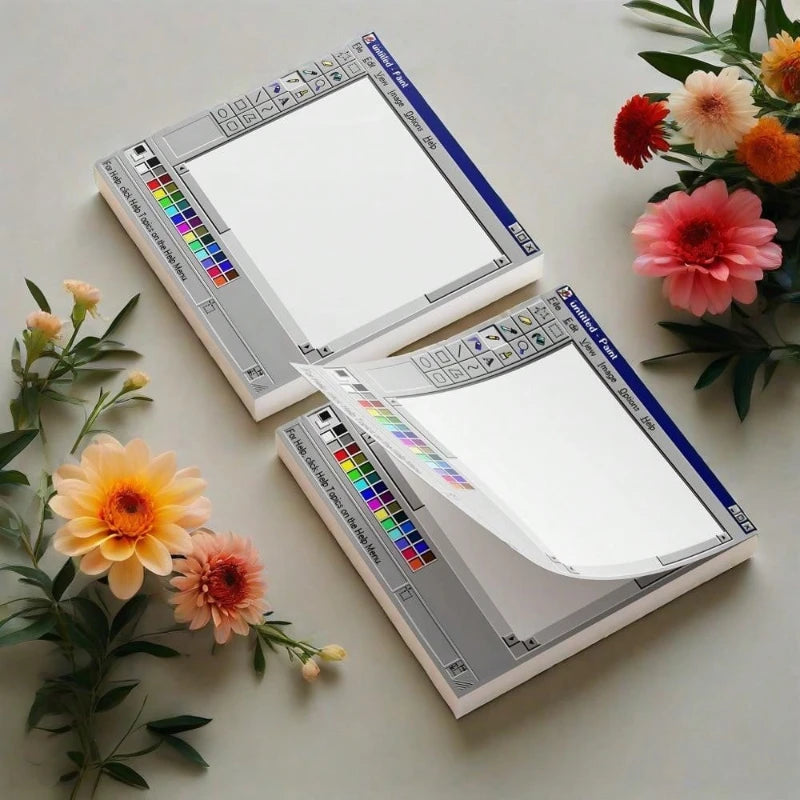 Vintage Computer Drawing Sticky Notes 50 Sheets Durable Adhesive Journaling Scrapbooking School Office Artist DIY Craft Memo