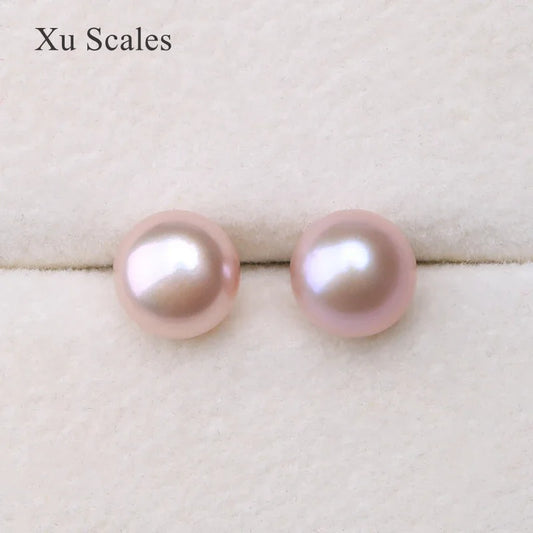 Natural Fresh Water Flat Round Bright Pearl Earrings s925 Sterling Silver Fashion Temperament  All-match Jewelry For Women