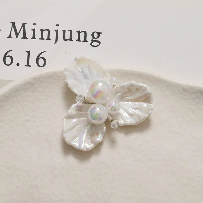 Shoe Decor 1 Piece Handcrafted Crystal Beaded Triple Petal Flower Iridescent DIY for Jelly Clog Sandals Princess Korean Style