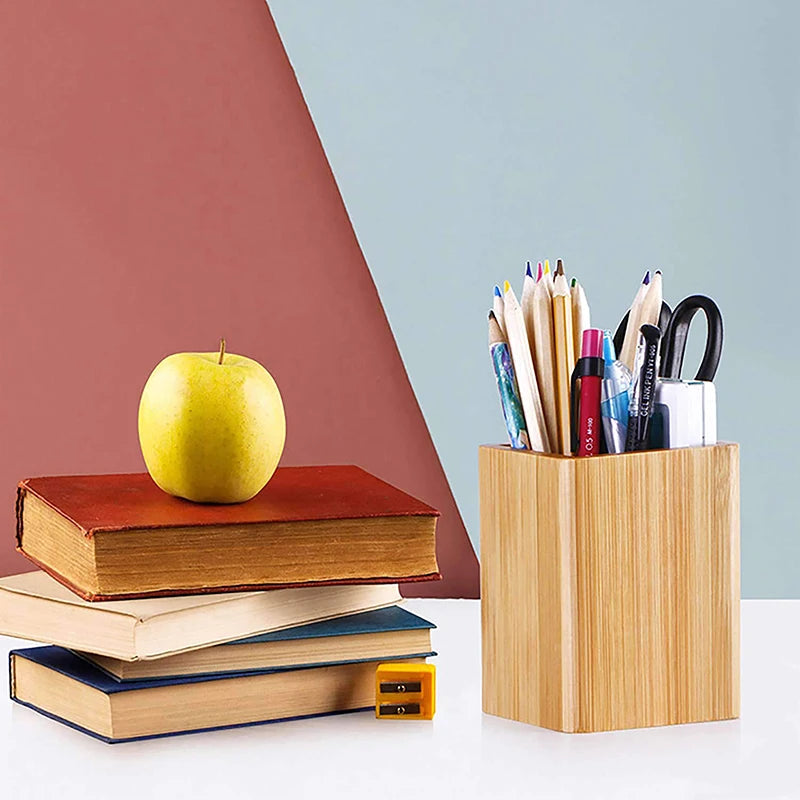 Desktop Storage Pencil Organizer Stationery Multifunctional Home Study Office Bamboo Pen Holders Desktop Organizer