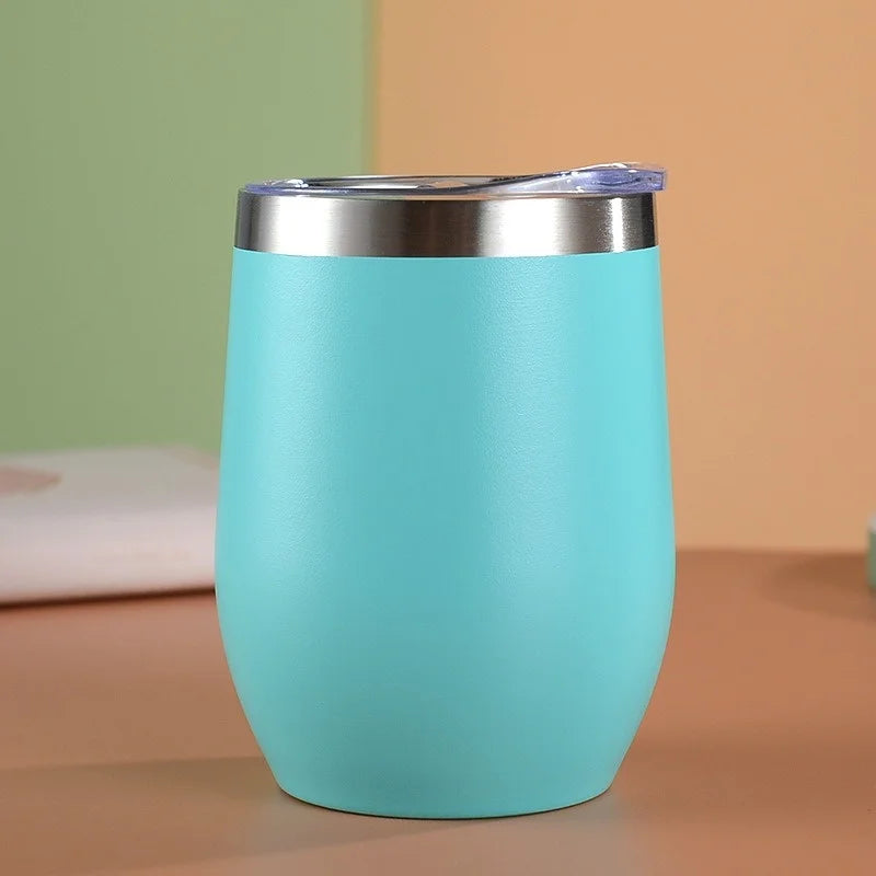 360ml Stainless Steel Eggshell Wine Tumbler Double Wall Vacuum Insulated Cup for Coffee Tea Office Home Travel