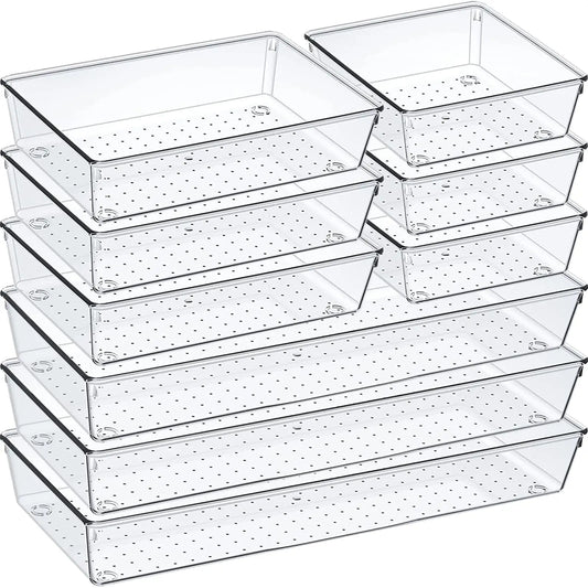 60/6/9/12Pack Drawer Organizers Clear Plastic Tub Containers for Bathroom Dressing Table Storage, Home Organization Makeup Kit