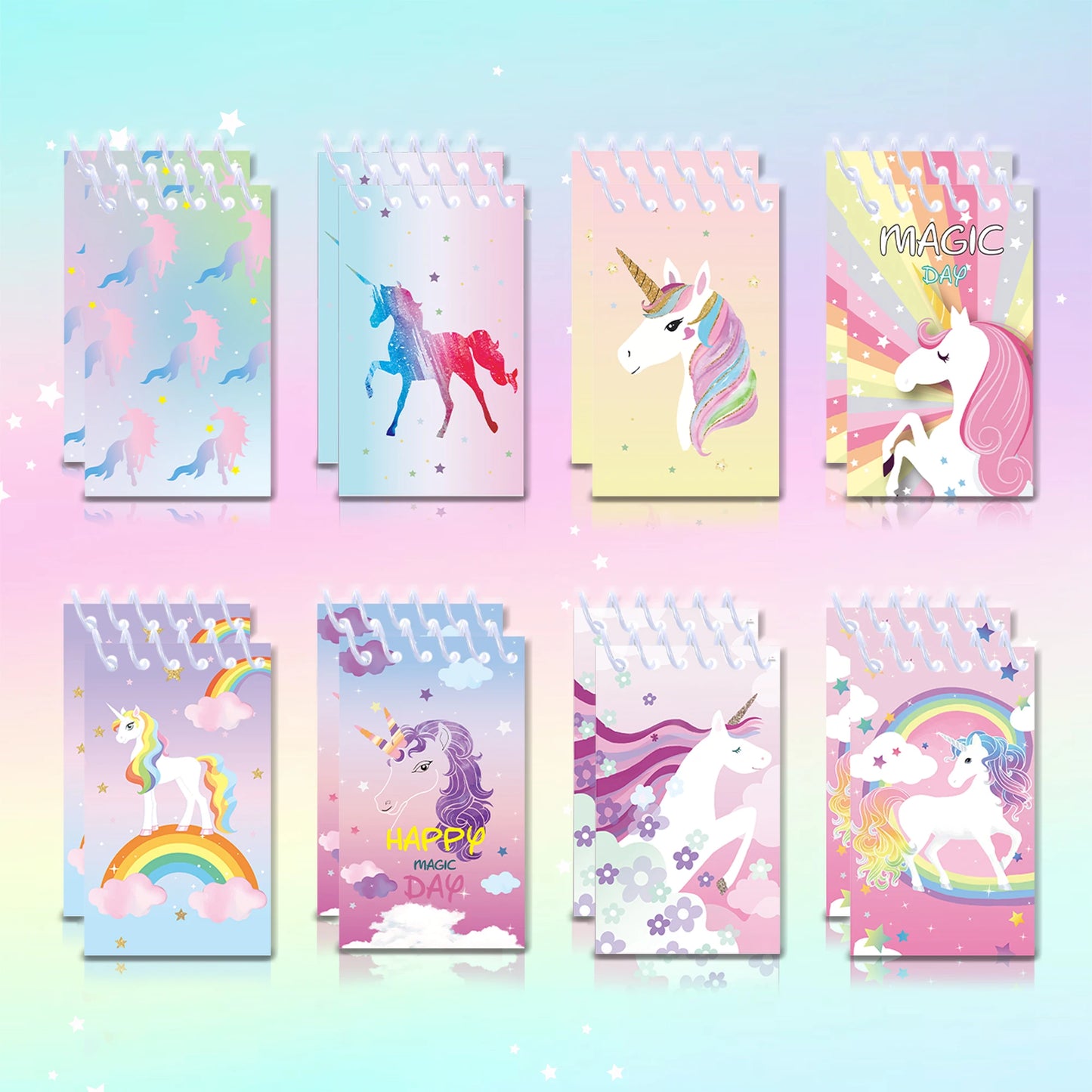 Unicorn Theme Mini Spiral Pocket Notebooks Memo Pad Coil Booklet Notepads For Office Stationery School Diaries Birthday Gifts