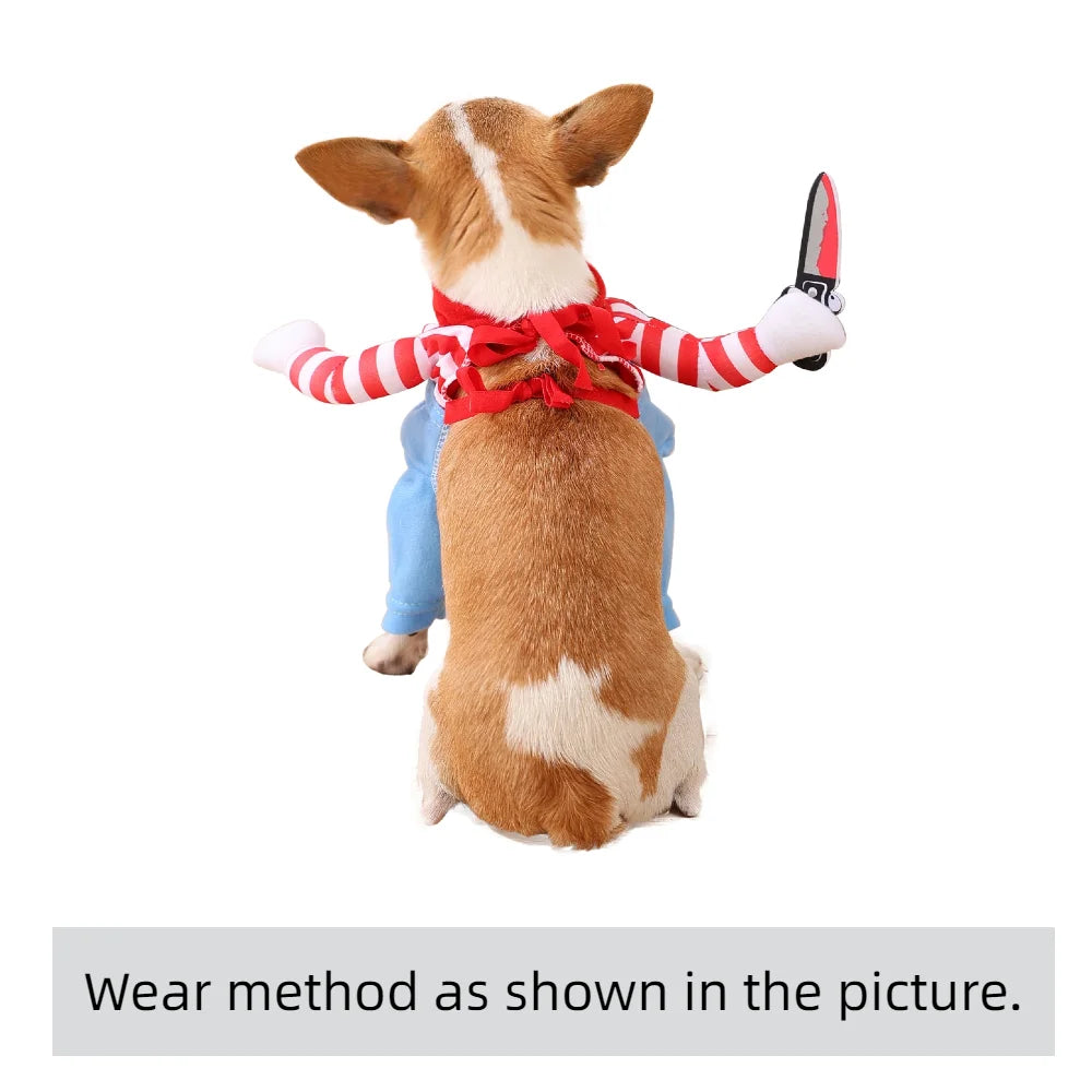 Funny Pet Costume Pullover for Dogs & Cats – Halloween Outfit in Blue or Pink, XS–XL