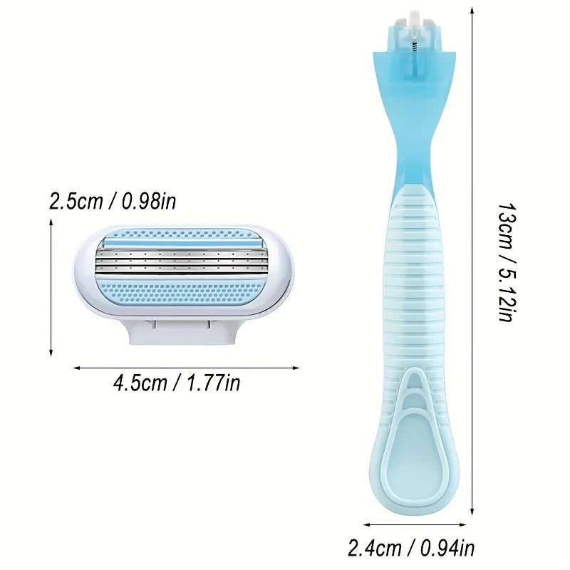 1 Handle + 4/8 Blade Women Safety Razor Blades Face/ Leg/ Armpit/ Bikini Beauty Hair Removal Shaving Compatible Venus Shaver