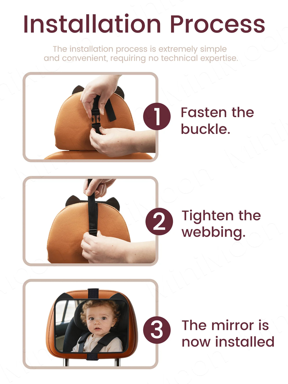 1PC Adjustable Wide-Angle Car Seat Mirror, Headrest Mount Safety Monitor for Rear-Facing Baby & Child
