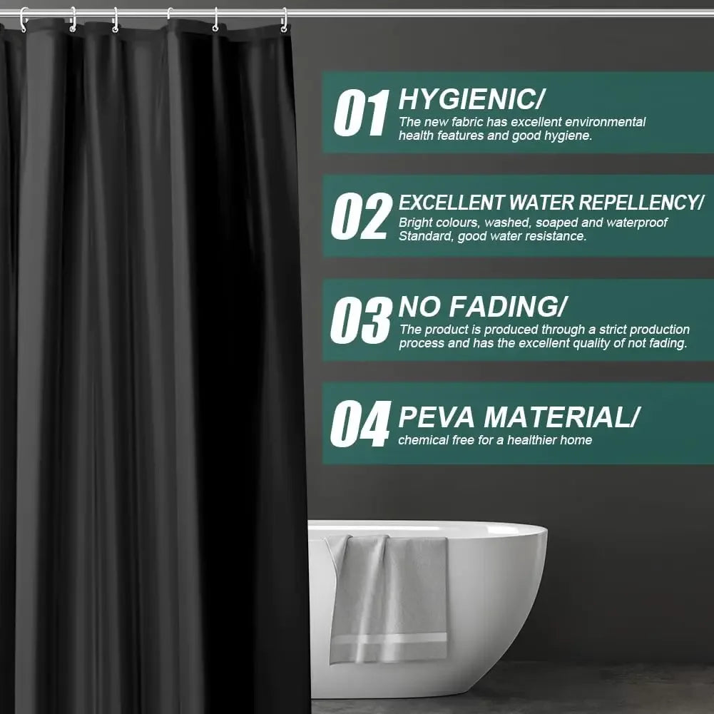 Waterproof Shower Curtain Liner for Bathtub 180x180cm Stall Bathroom Curtain with Magnets Plastic Mold Resistant Shower Curtain