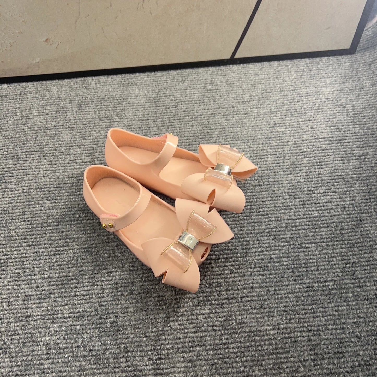 New Style Hot Sale Spring Children Single Jelly Shoes Sister's Fashion Big Bow Princess Flat Summer Beach Sandals HMI104