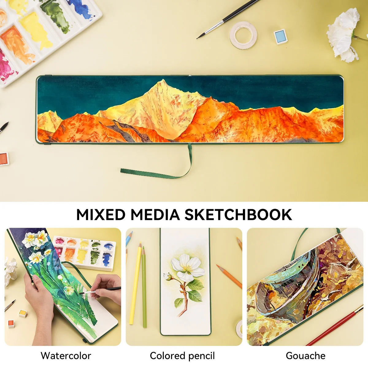 Lightwish Watercolour Journal, 100% Cotton Watercolor Paper Sketch Book, 20 Sheets Acid-Free Mixed Media Sketchbook for Drawing