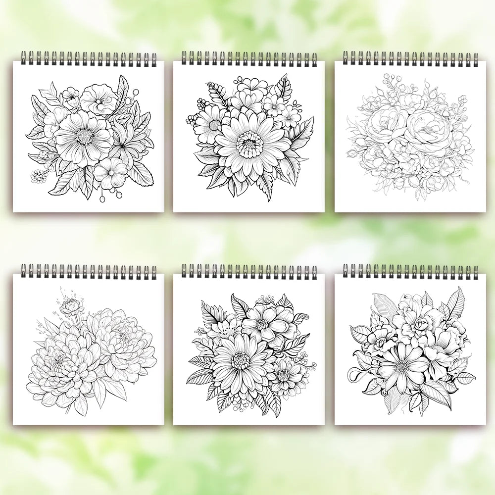 Adult coloring book - 30 Sheets women's spiral coloring book, 8.3x 8.3 inches, drawing book, birthday gift, holiday party gift