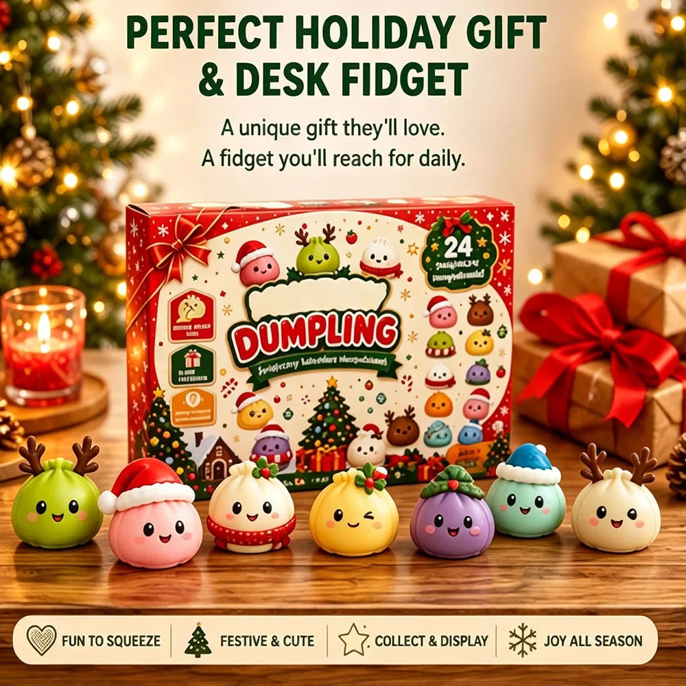 Squishy 2026 Christmas Advent Calendar, 24 Days Countdown Surprise Box, Dumpling Slow Rebound Squishies Squeeze Sensory Gift