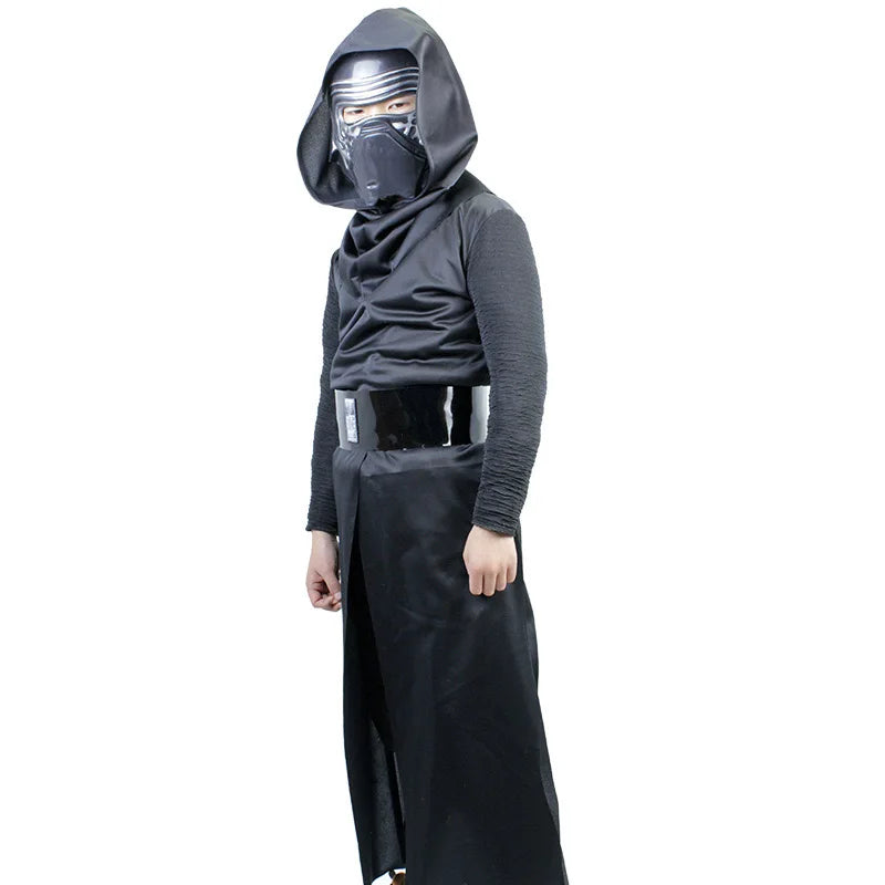 Boys Ben Solo Cosplay Kylo Ren Costume for Kids Jedi Robe with Mask Halloween Outfits