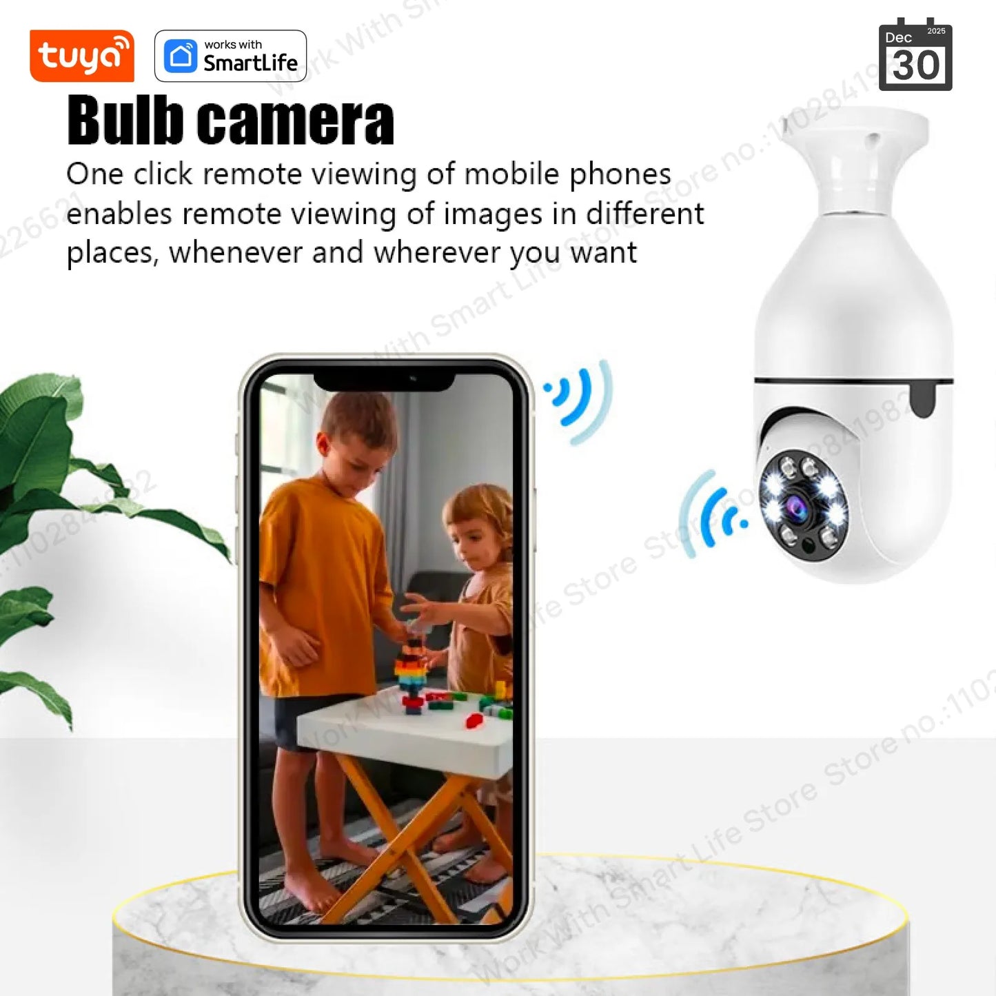 4MP Tuya Smart Home 2.4G E27 Bulb Wifi Surveillance Camera Night Security Video Surveillance Supprt Two Way Audio Mobile Motion