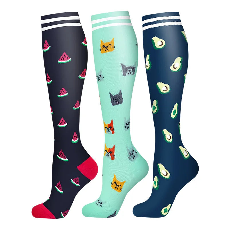 58 Styles 3 Pairs/Pack Compression Socks Knee High 30MmHg  Women Men Sports Socks Edema Diabetes Varicose Veins Running Socks