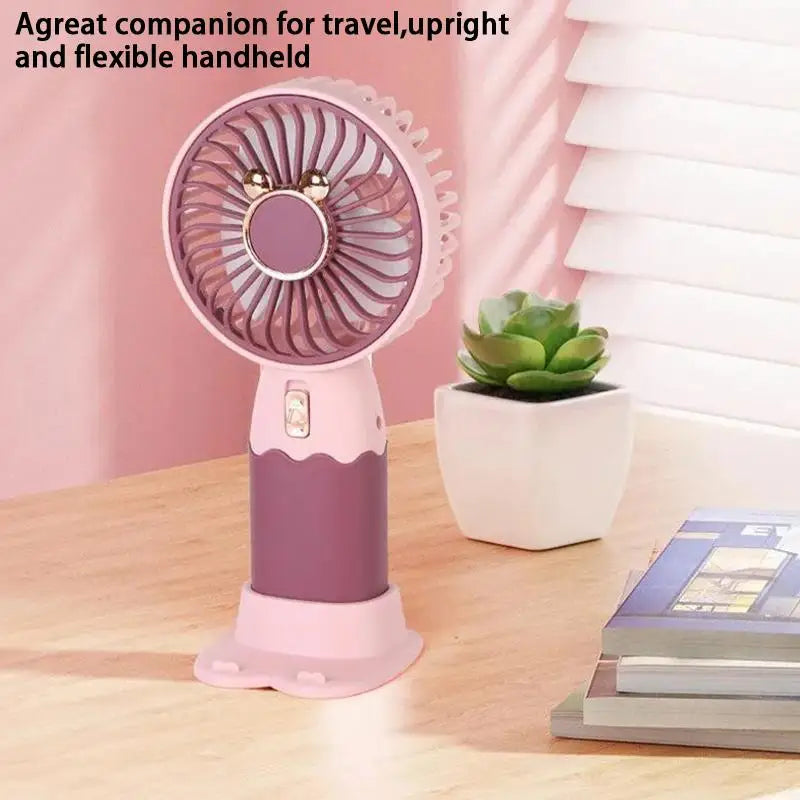 2In1 Mini Electric Fan Outdoor Portable Handheld Usb Rechargeable Cooling Desk Fan With Mobile Phone Stand Function Summer·