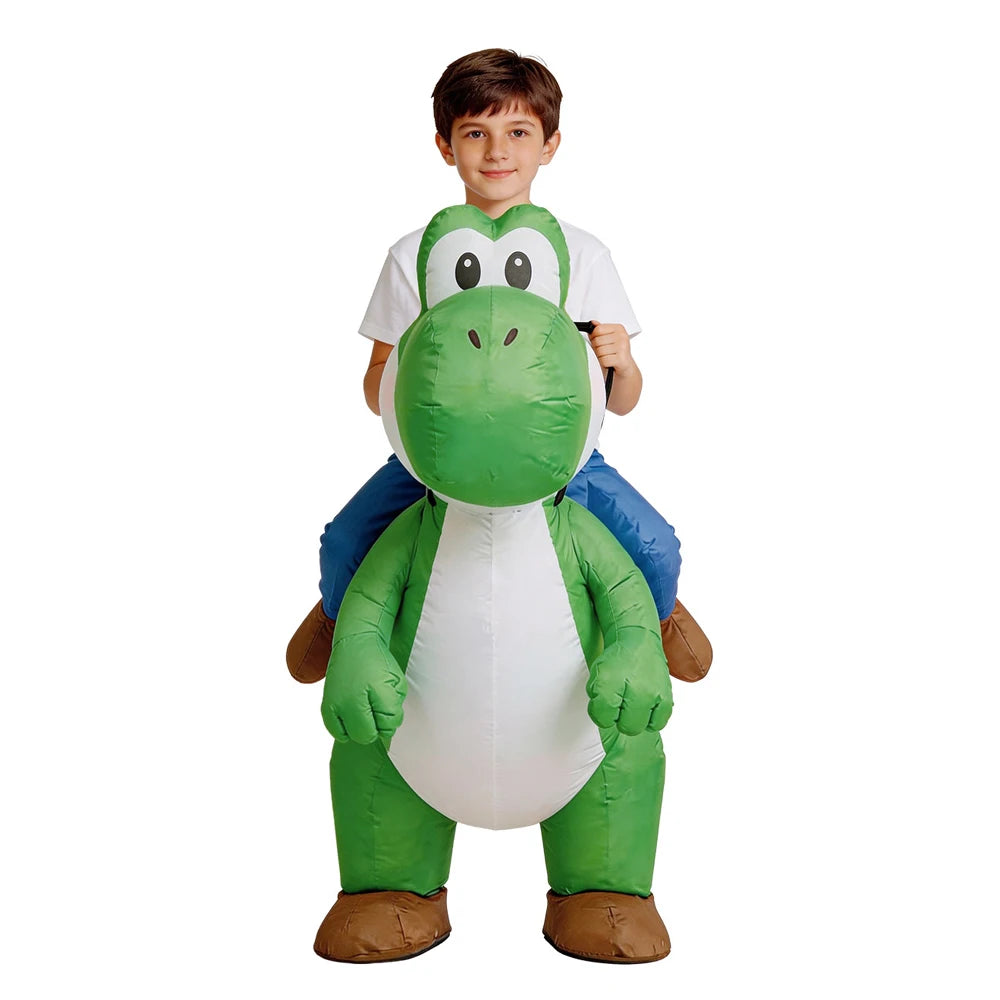 Anime Super Brother Yoshi Cosplay Inflatable Dinosaur Costume Halloween Carnival Party Outfit Quick Inflation Suit For Men Women